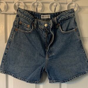 Zara Classic Blue High-Rise Denim Shorts Size US 2
